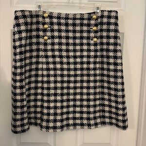 Talbots Wool Blend Black/white Checkered Sailor Skirt with Colored Flecks